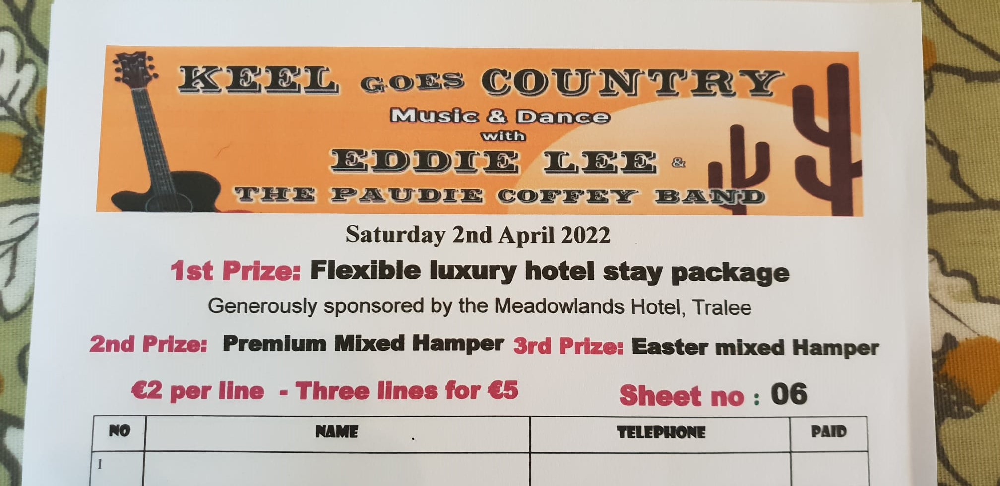 Raffle lines for Keel Goes Country